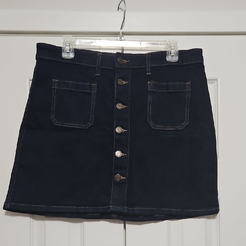 GAP Button-Front Dark Denim Mini Skirt Womens 10 EUC